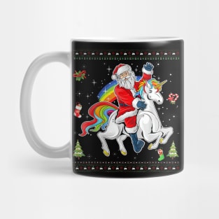 Santa Riding Unicorn Merry Christmas Xmas Sweater Ugly Mug